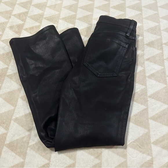 Madewell Kick Out Crop Jeans in True Black Wash: Coated Edition - Picture 6 of 8